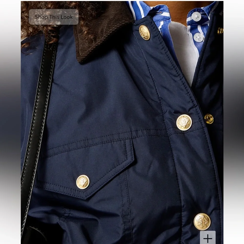 J. Crew Navy Quilted Bomber Jacket with Contrast Collar - Picture 2 of 13